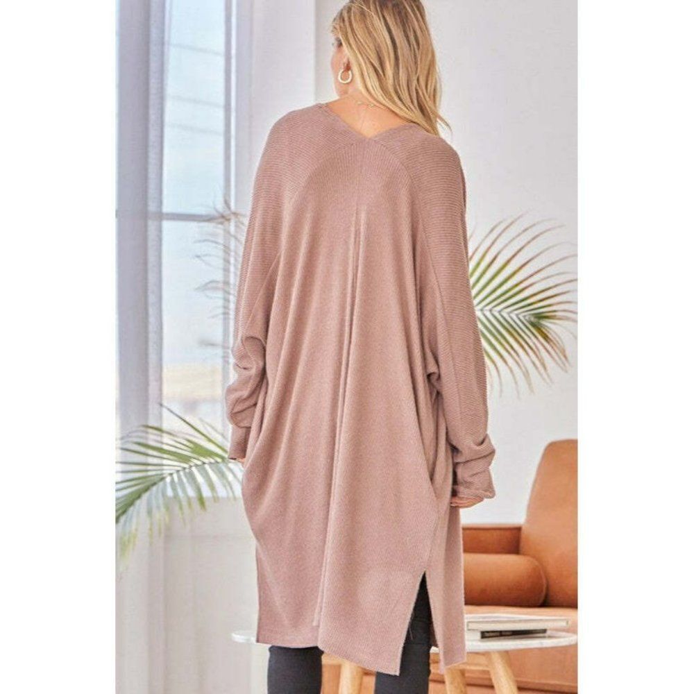 SALE! ANDREE BY UNIT Mocha Sweater Long Sleeve Cardigan Duster Women's T1111-1 - Picture 3 of 3